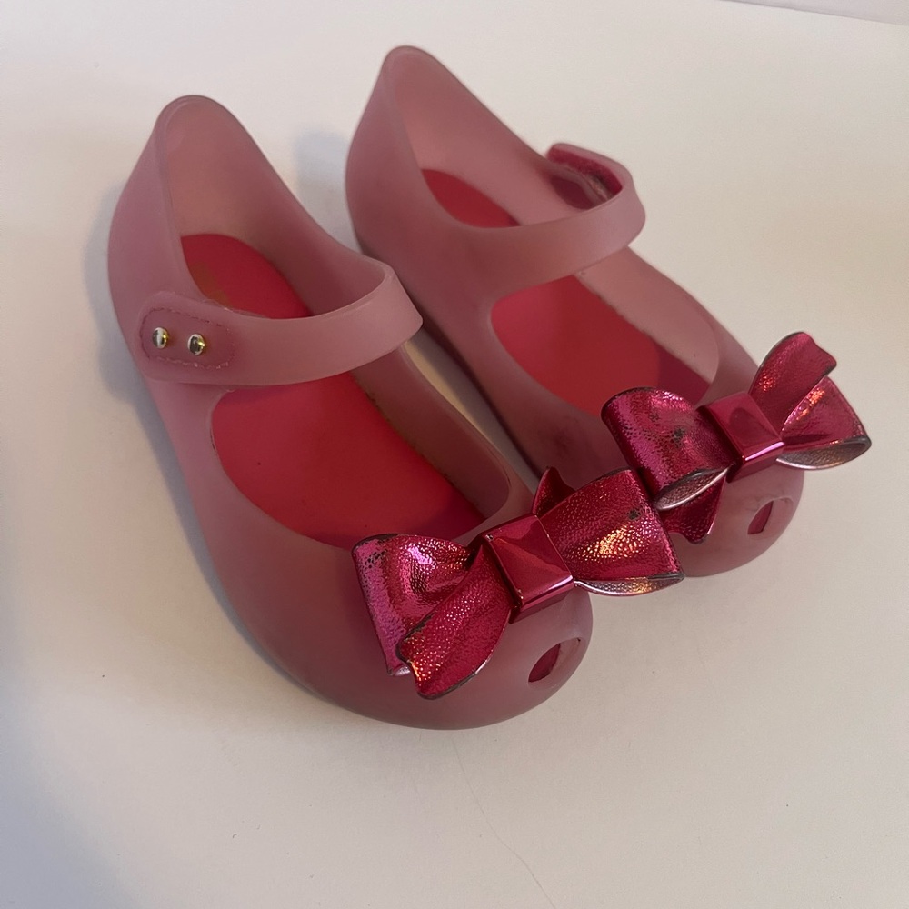 Mini Melissa Pink Kids Flats with Bow